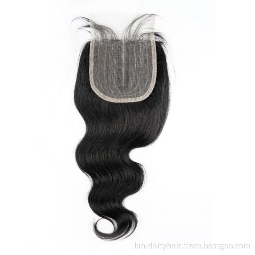 Brazilian Body Wave 4*4 Swiss Lace Closure Middle Part 8-20 Inch Natural Color Human Hair  bundles
